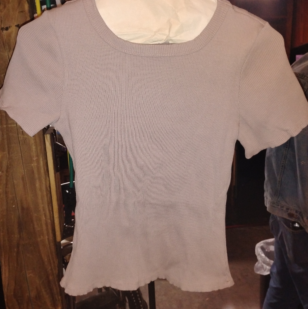 Women's Ribbed Knit Top - Taupe